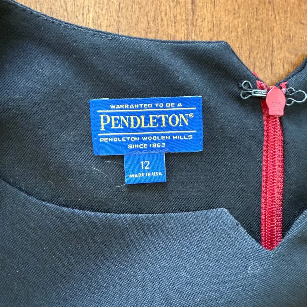 Pendleton Red Black Colorblock Virgin Wool Sheath Dress Sleeveless Size 12 USA - Picture 4 of 7